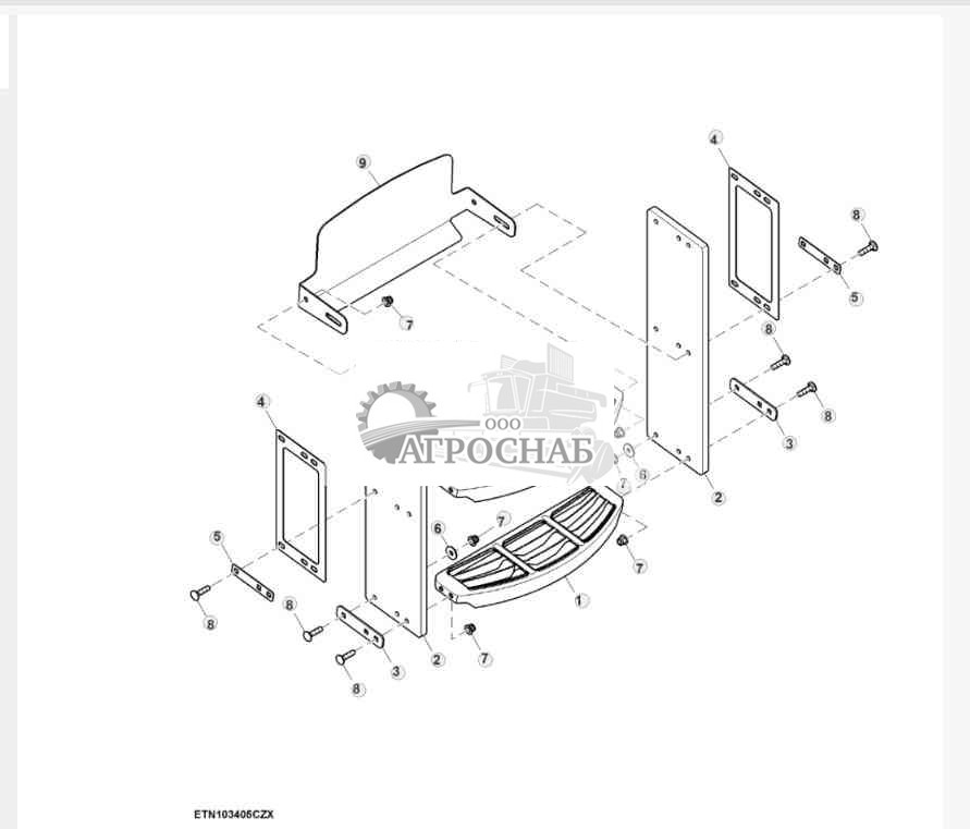 Лестница и подножка с двойным подвесным кронштейном, средняя и короткая 